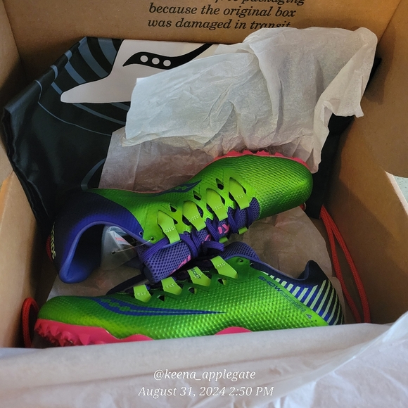 Saucony Womens Showdown 4 Lace Up Running Shoe Bright Green Purple 9.5 - Picture 11 of 13